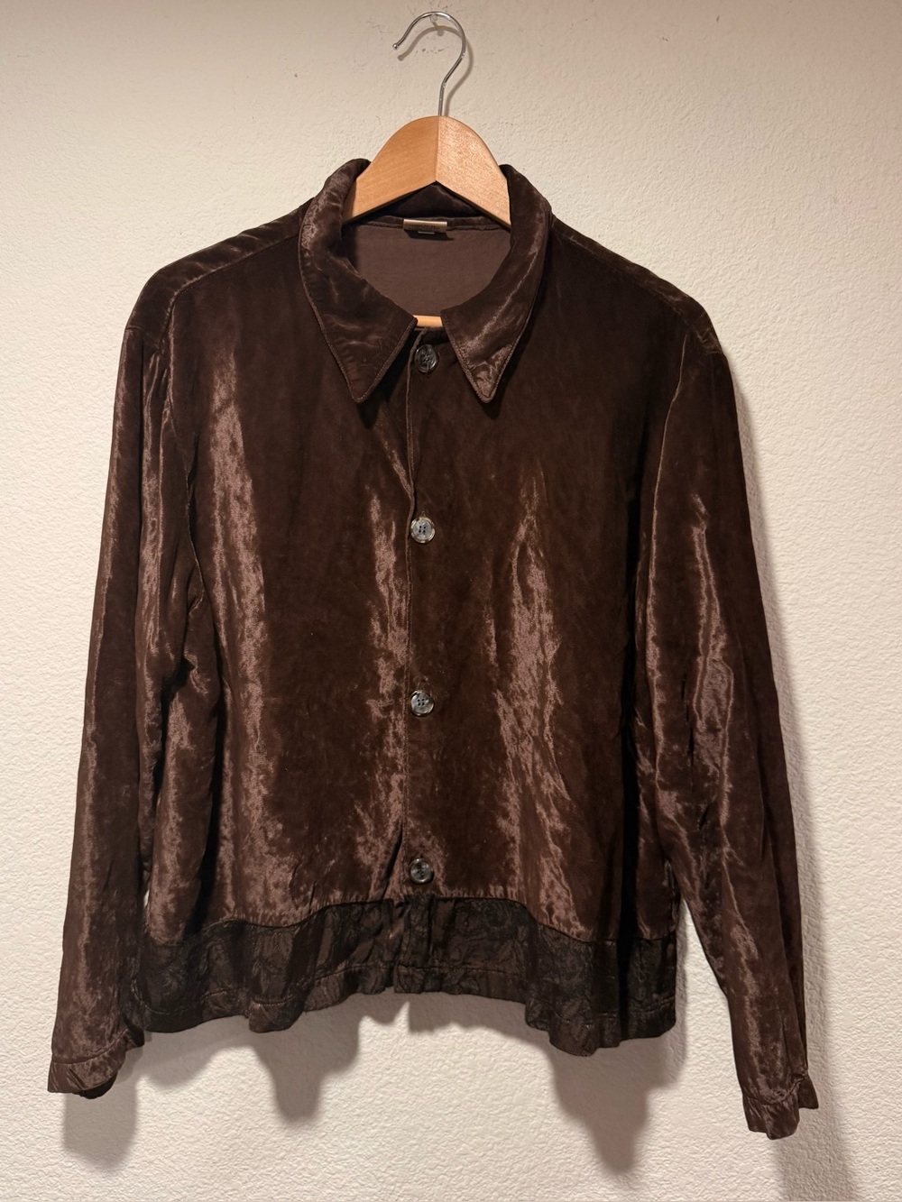 CP SHADES Vintage Dark Brown Velvet Shirt Jacket